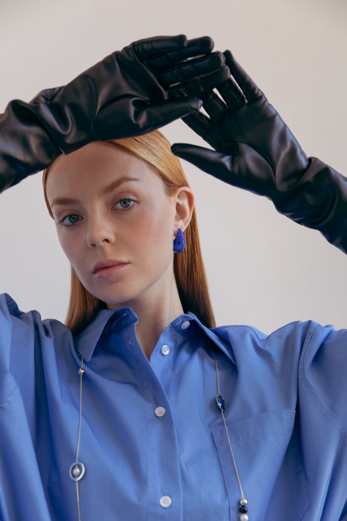 earrings original design drop tone azurite