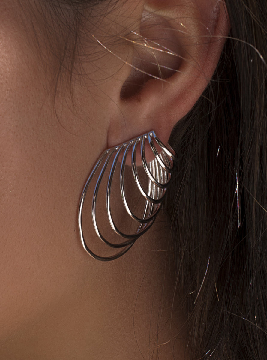 Pendientes originales en plata de diseño vanguardista-LINEARGENT