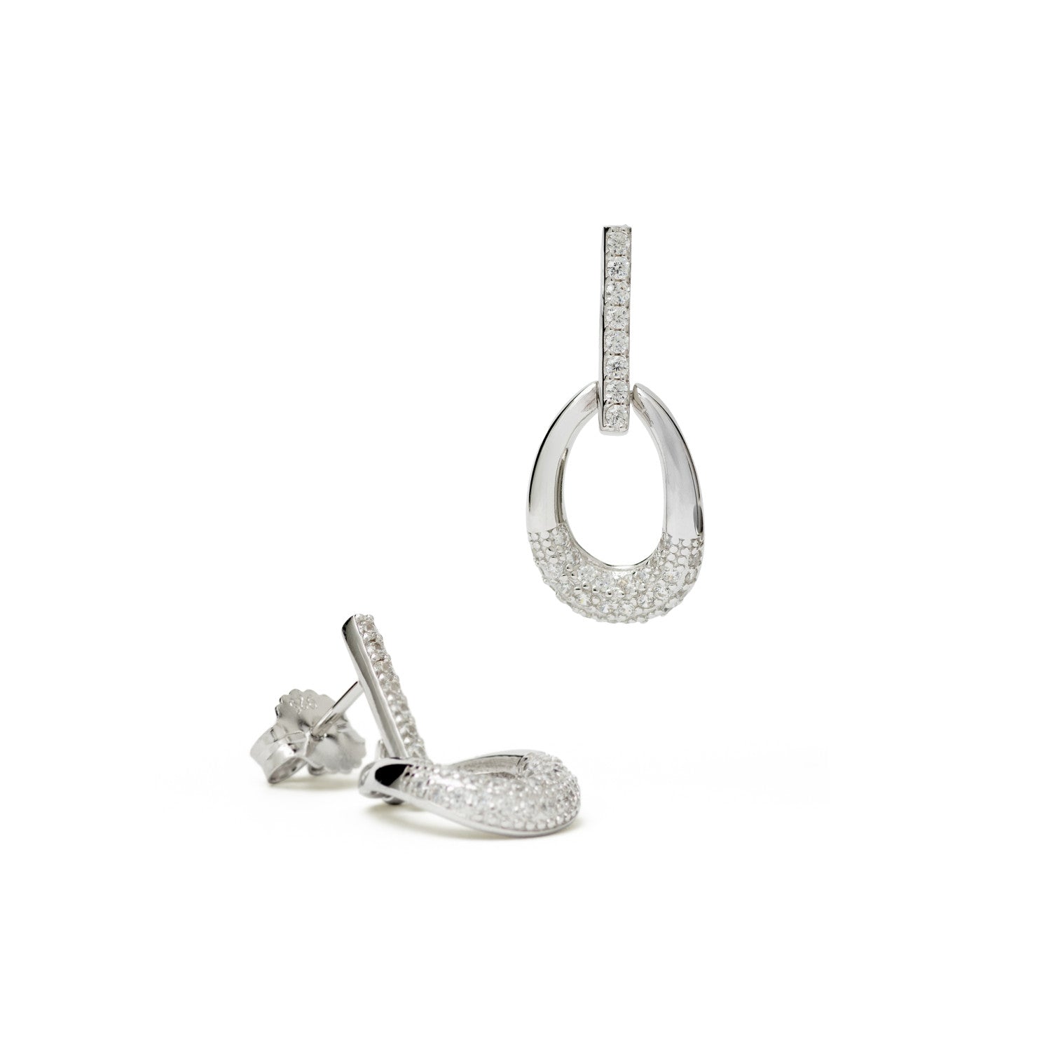 Pendientes originales forma ovalada colgante-LINEARGENT