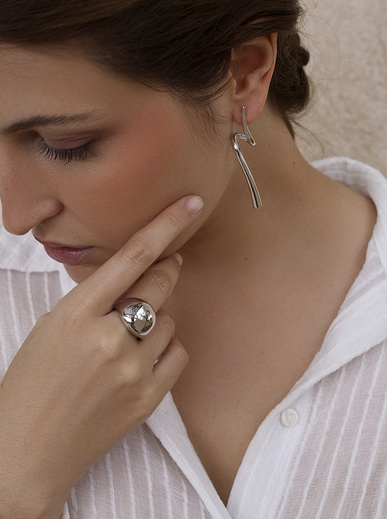 Boucles d'oreilles originaux argent avec design LINEARGENT