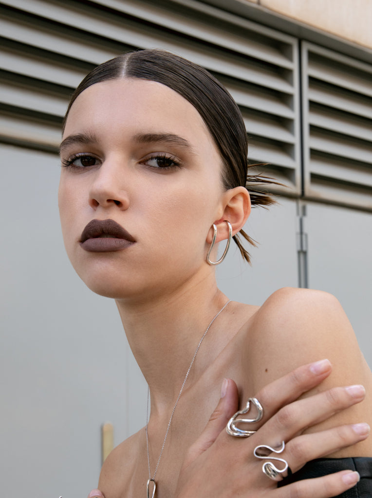 Pendientes originales plata diseño aro tragus