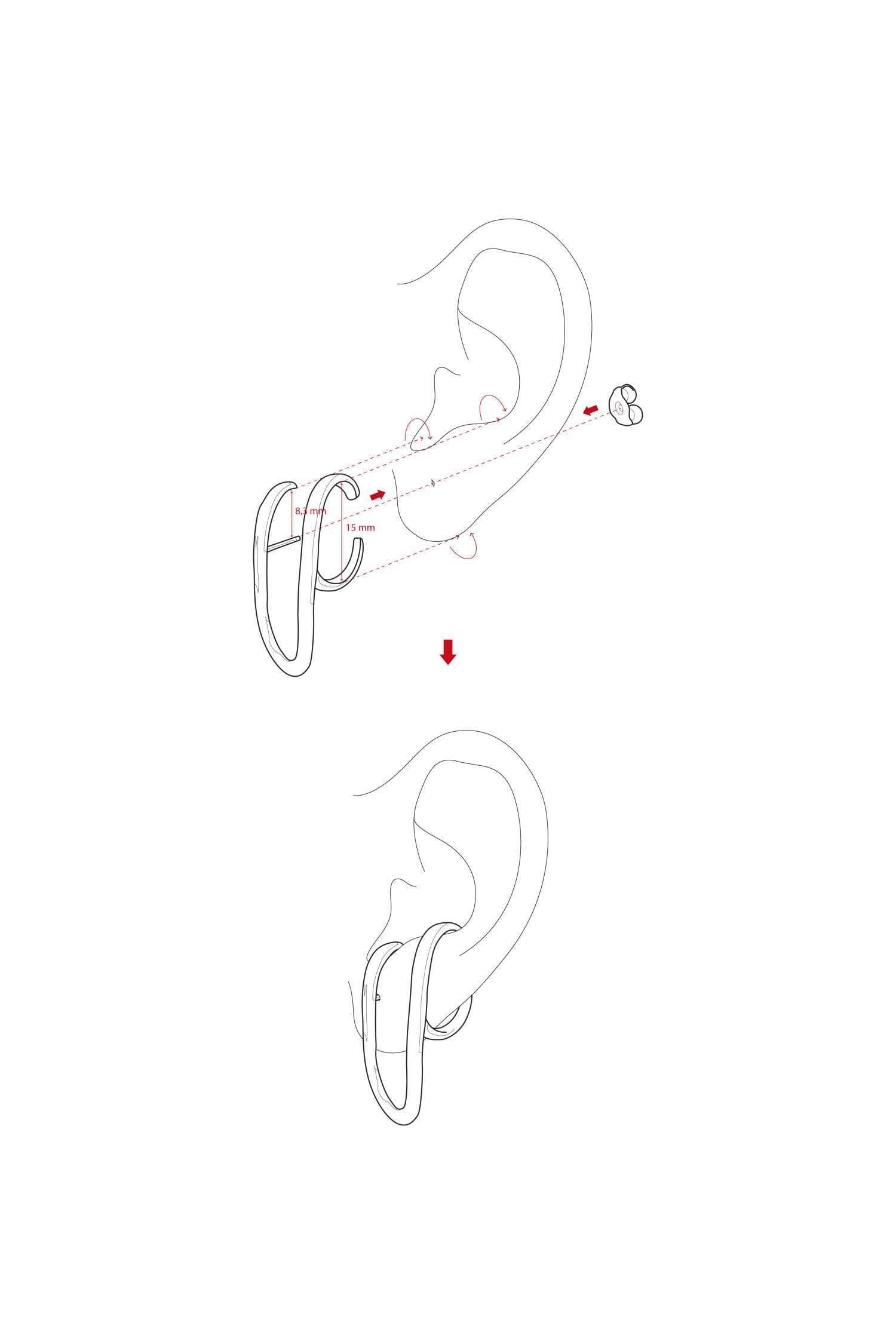 Pendientes originales plata diseño aro tragus