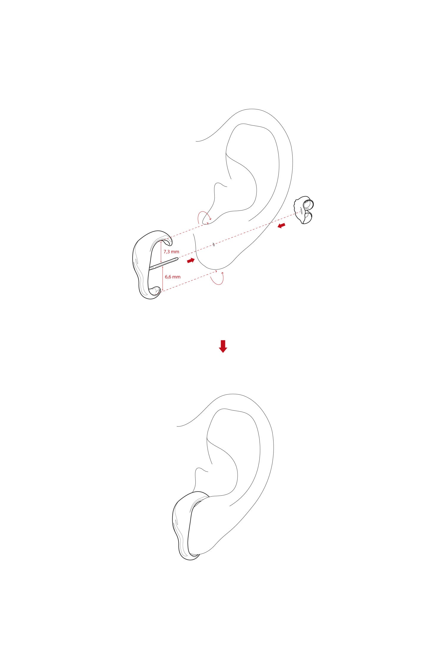 Pendientes originales plata soporte antitrago diseño líquido-LINEARGENT