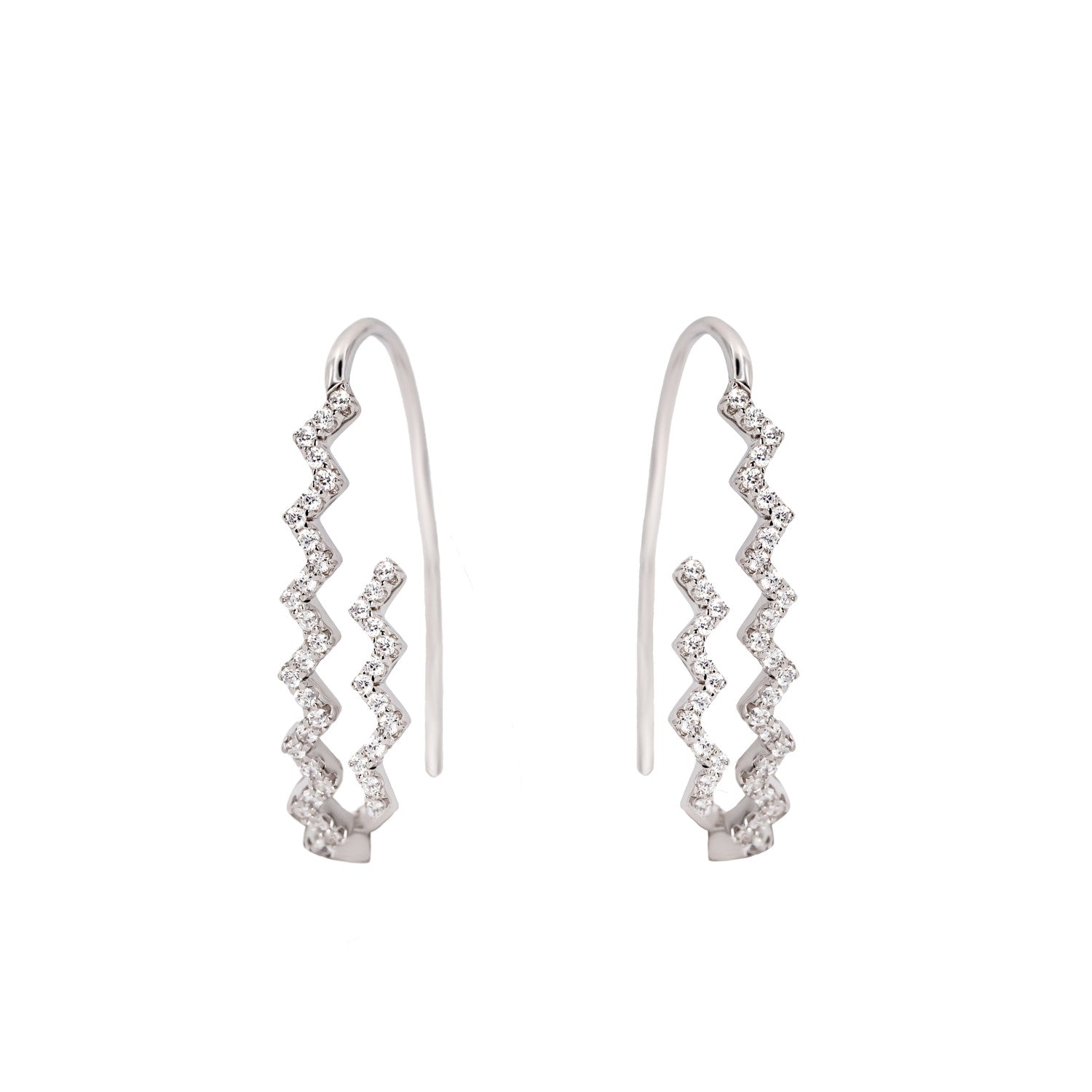 Pendientes originales rígidos con diseño zig zag-LINEARGENT