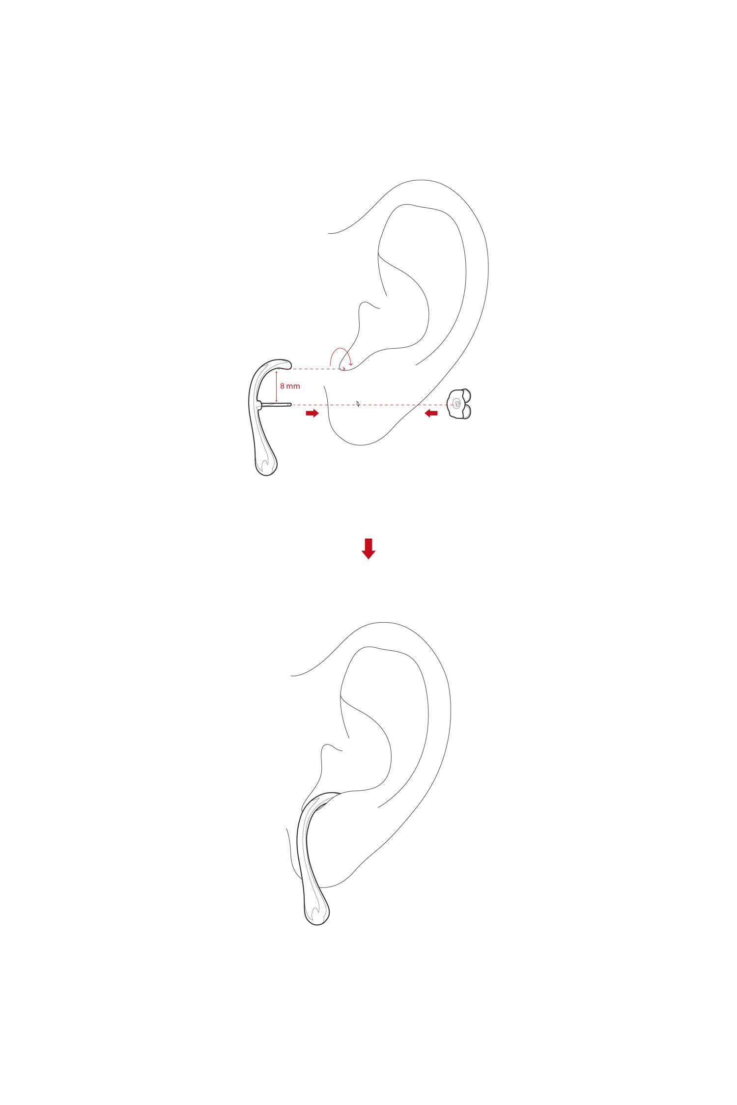 Pendientes originales soporte antitrago finos y asimétricos