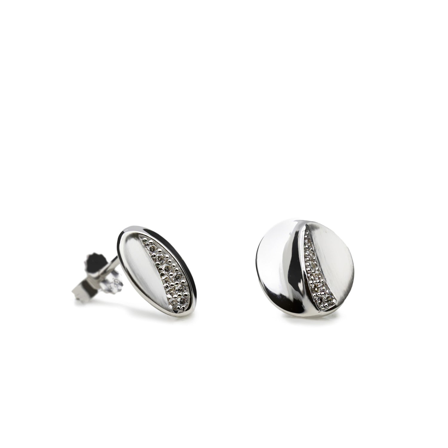 Pendientes pequeños de plata circular con volumen y circonitas