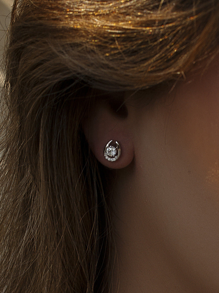 Pendientes pequeños de plata con circonita central y mini circonitas