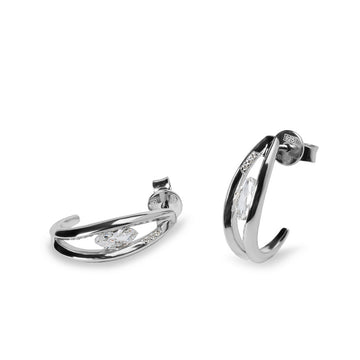 Pendientes pequeños de plata con circonita talla marquesa