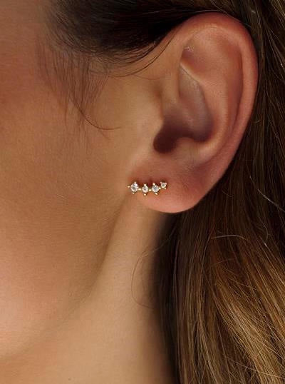 Pendientes pequeños diseño arco de circonitas talla redonda-LINEARGENT