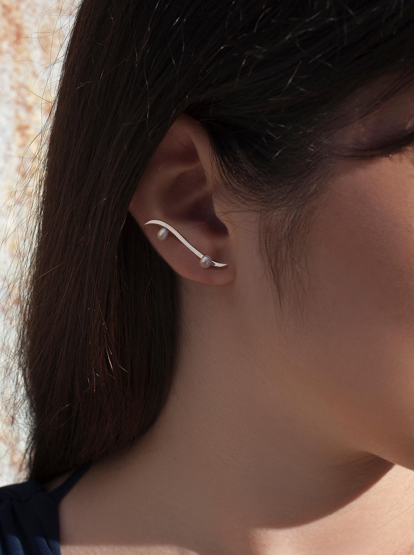 Pendientes perlas de plata diseño perla en extremos-LINEARGENT