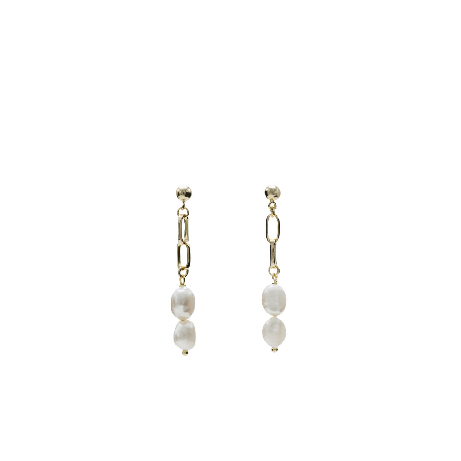 Pendientes perlas diseño cadena estilo paper clip-LINEARGENT