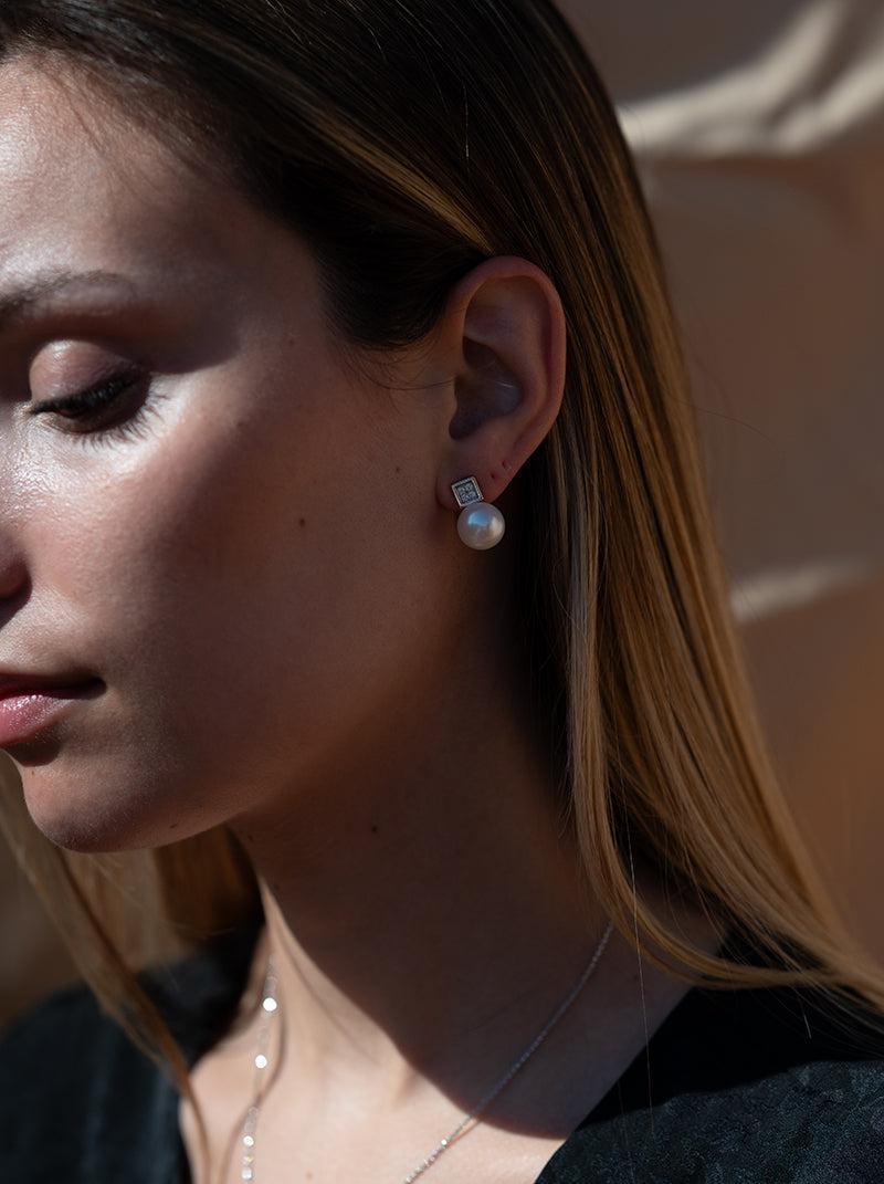 boucles d'oreilles perles design square at la LINEARGENT
