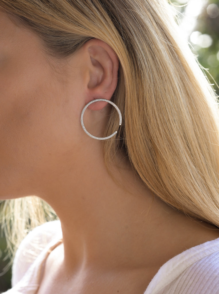 earrings semicircle with zirconia