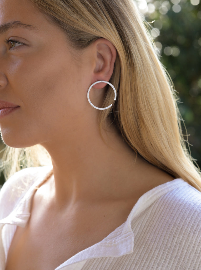 earrings semicircle with zirconia