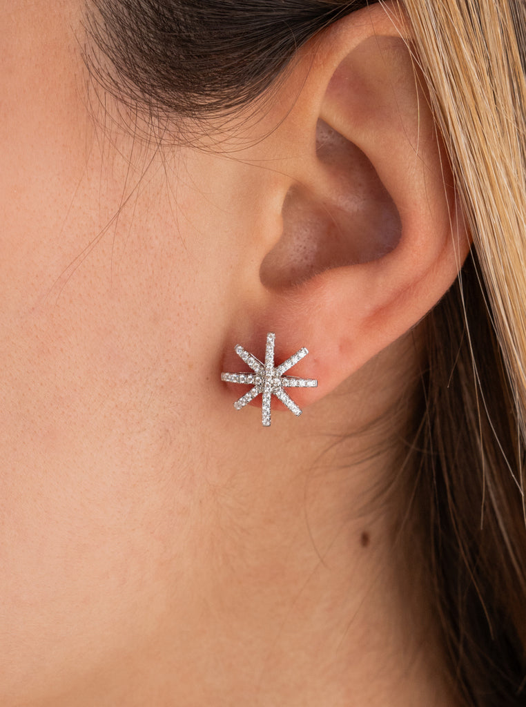 Boucles d'oreilles bouton étoile avec zirconsLINEARGENT