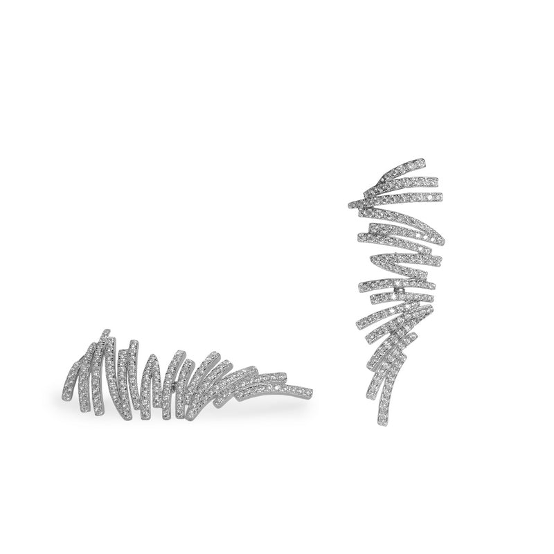 Boucles d'oreilles grimpeurs de argent avec zircons