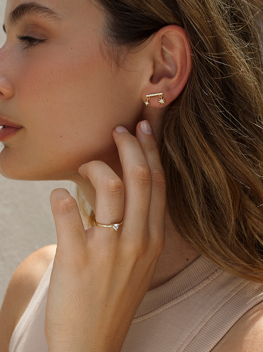 earrings silver climbers  with pendants star