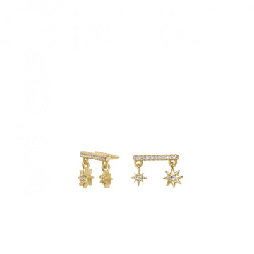 Pendientes trepadores de plata con colgantes estrella