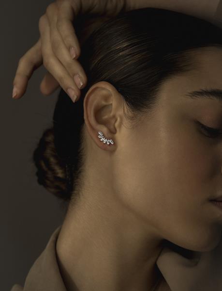 boucles d'oreilles grimpeurs de argent avec seis zircons taille marquise ovale LINEARGENT