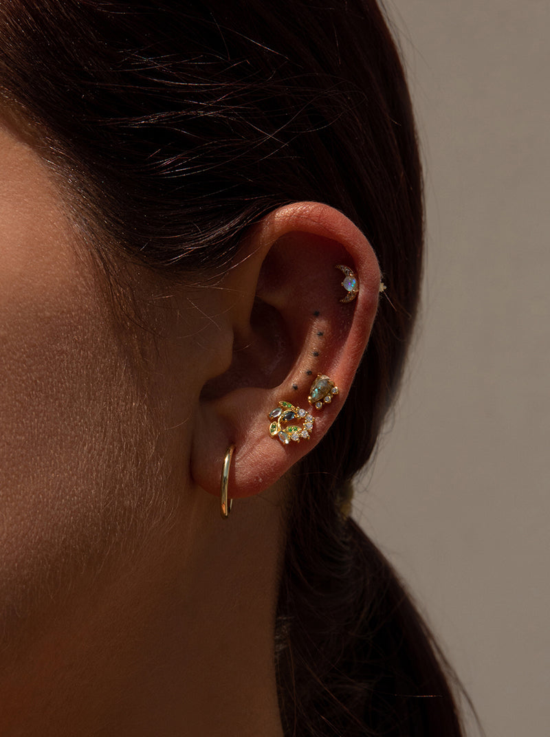 Piercing de piedra natural con labradorita y circonita-LINEARGENT