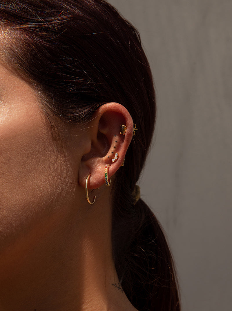 Piercing de piedra natural diseño labradorita y circonitas-LINEARGENT