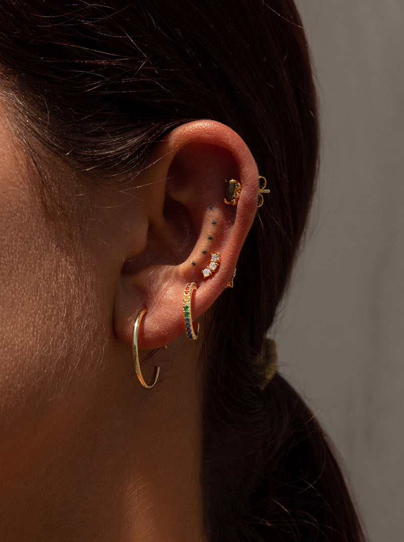 Piercing de plata bañada en oro diseño aro-LINEARGENT