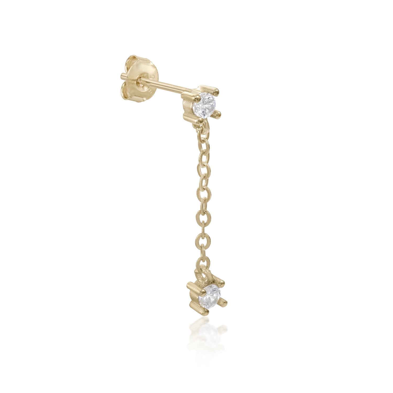 Piercing de plata bañada en oro diseño cadena y circonitas-LINEARGENT