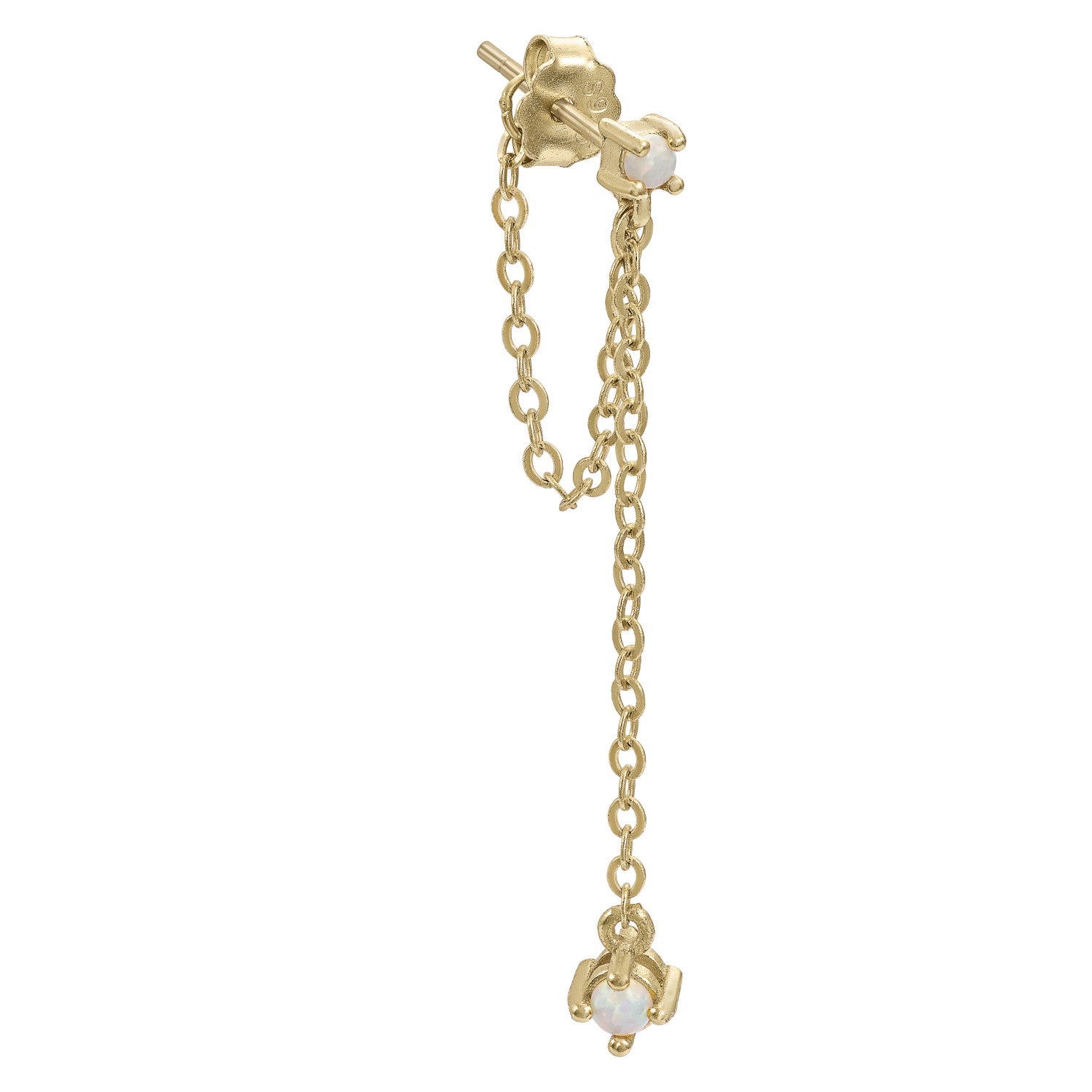 Piercing de plata bañada en oro diseño cadena y ópalos-LINEARGENT