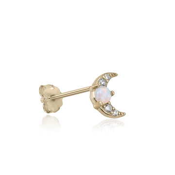 Piercing de plata bañado en dorado diseño luna ópalo y circonitas