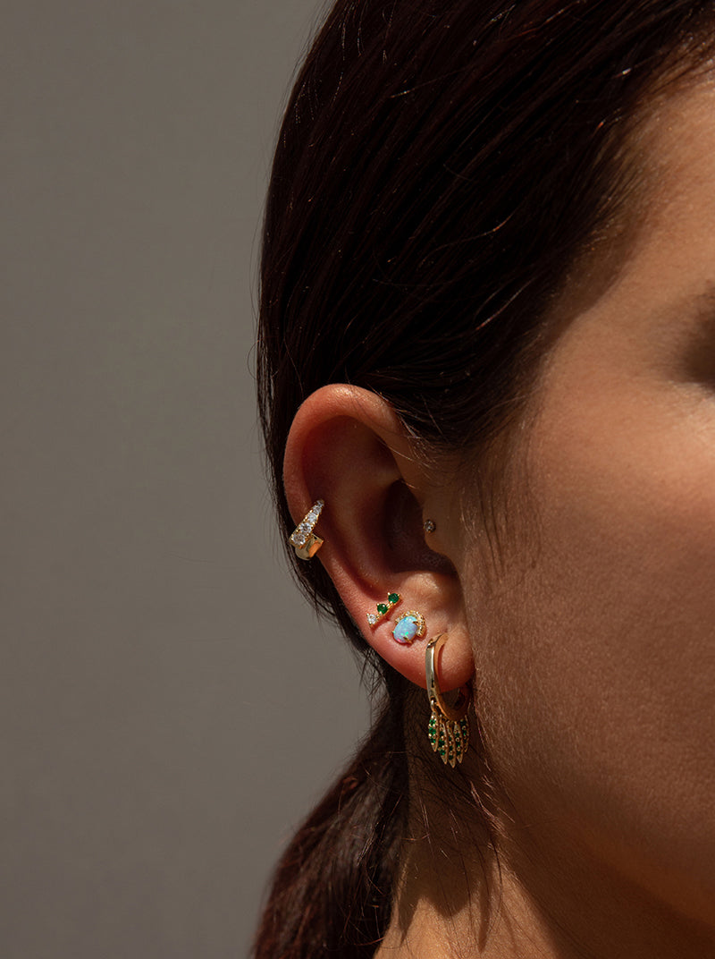 Piercing de plata baño dorado con ópalo y circonitas-LINEARGENT