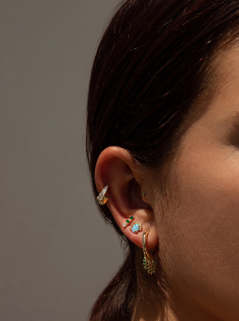 Piercing de plata baño dorado diseño aro con colgantes