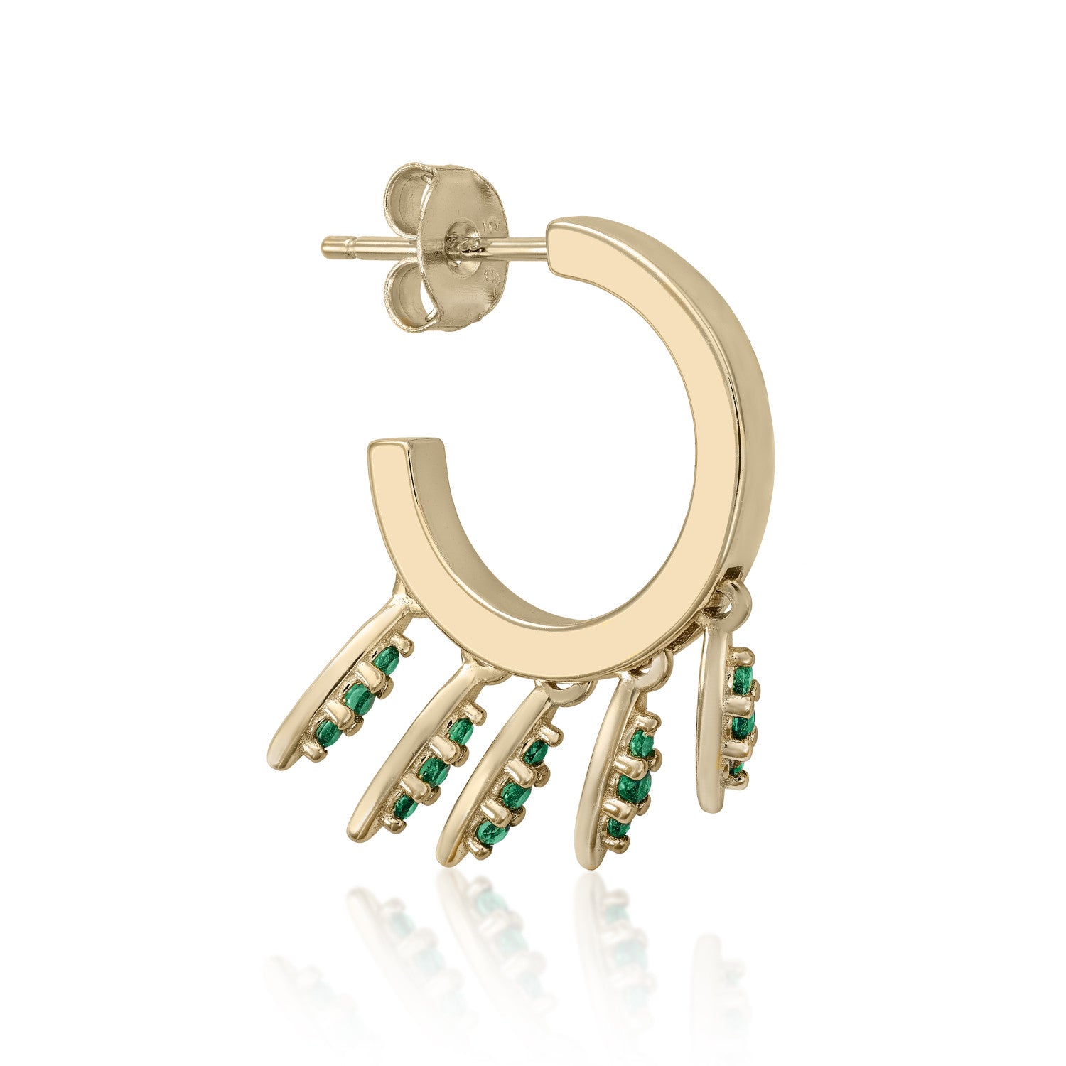 Piercing de plata baño dorado diseño aro con colgantes-LINEARGENT