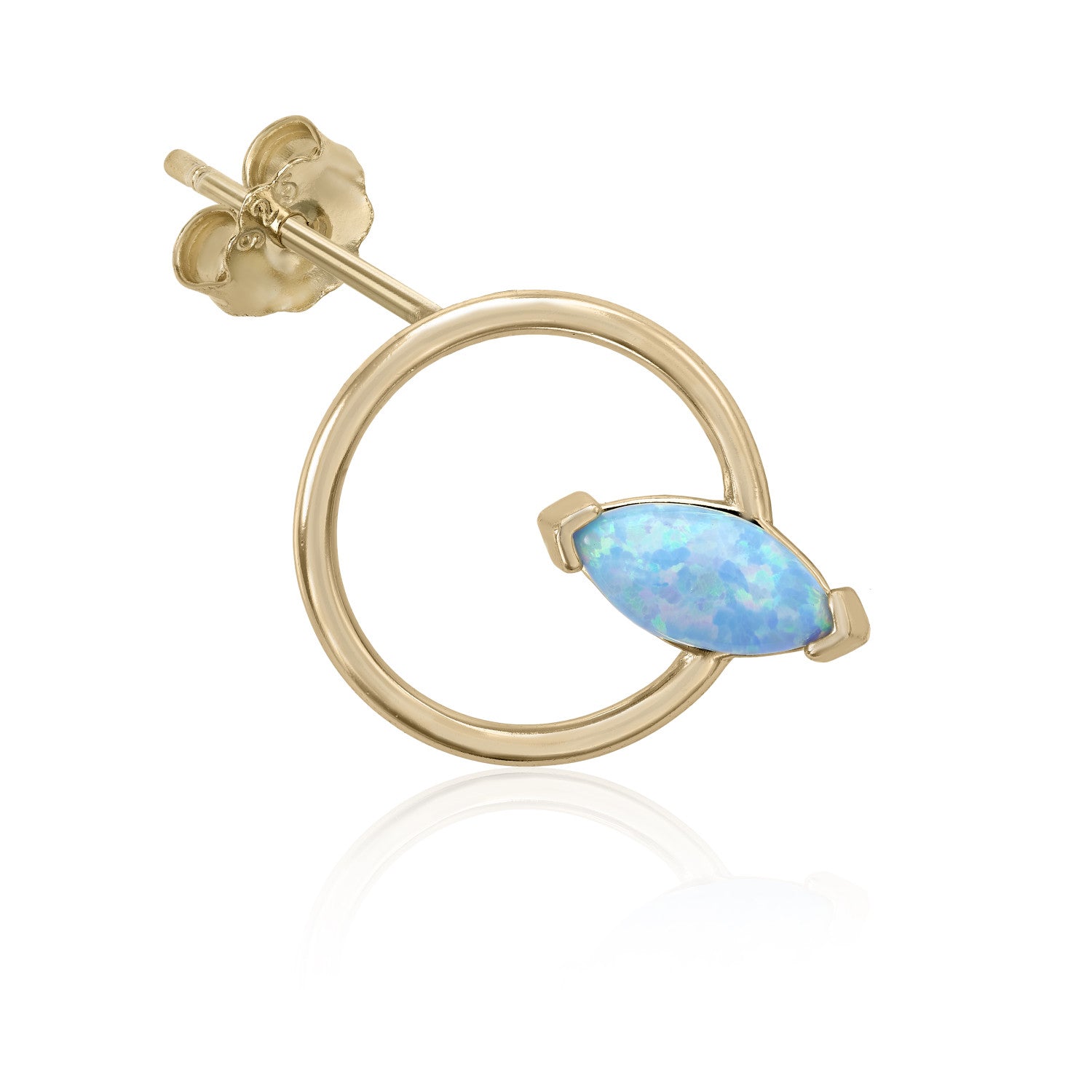 Piercing de plata baño dorado diseño círculo con detalle ópalo-LINEARGENT