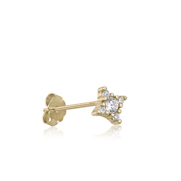 Piercing de plata baño dorado diseño destello con circonitas