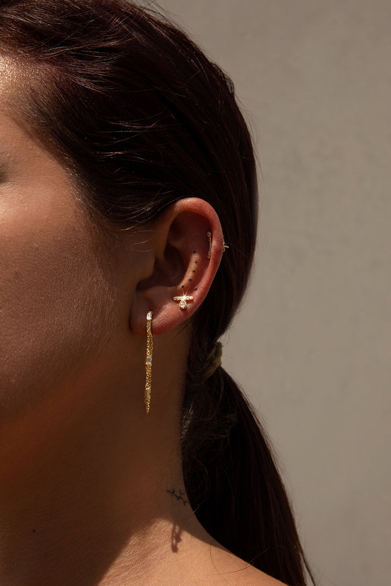 Gold plated silver Piercing design mini moon