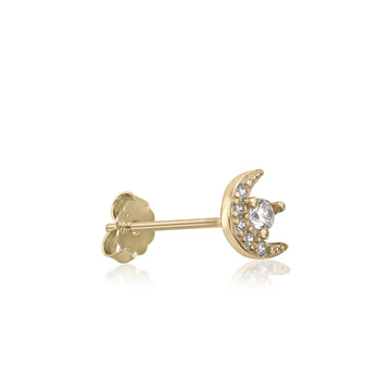 Piercing de plata baño dorado diseño mini luna y circonitas