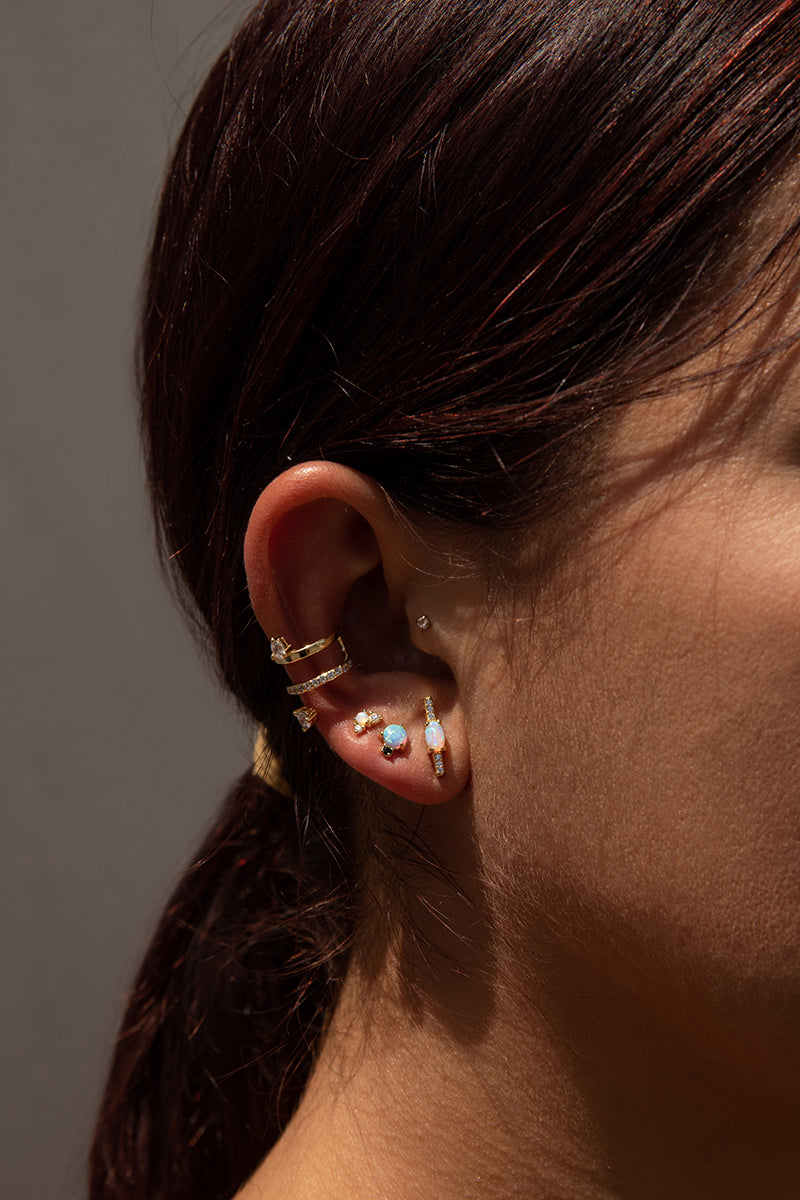 Gold plated silver Piercing  mini opal with zirconia