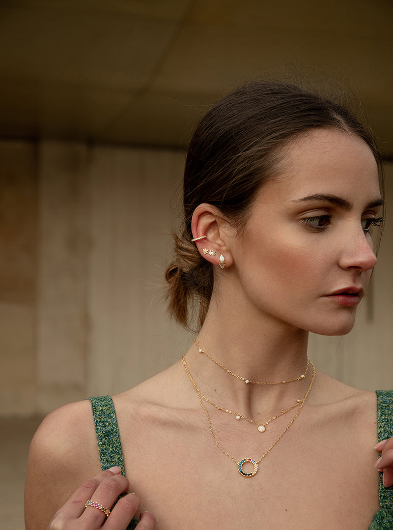 Silver Piercing with zirconias and stones semiprecious