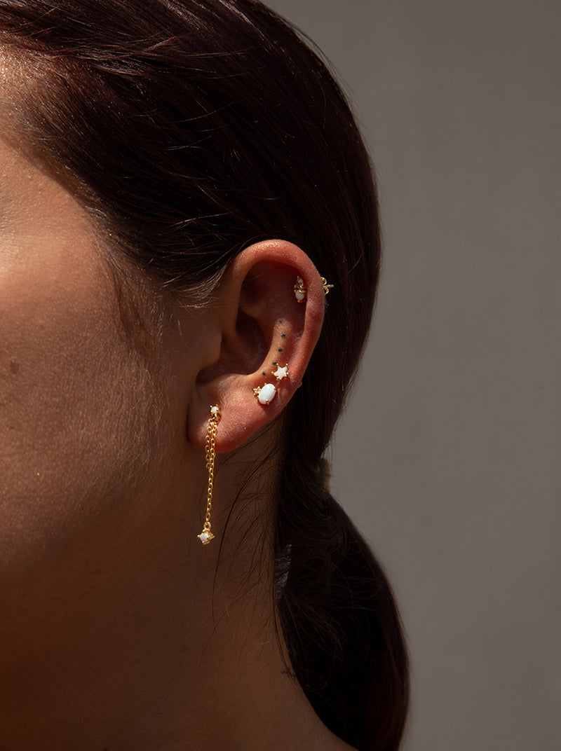 Piercing de plata con forma de estrella y nácar-LINEARGENT