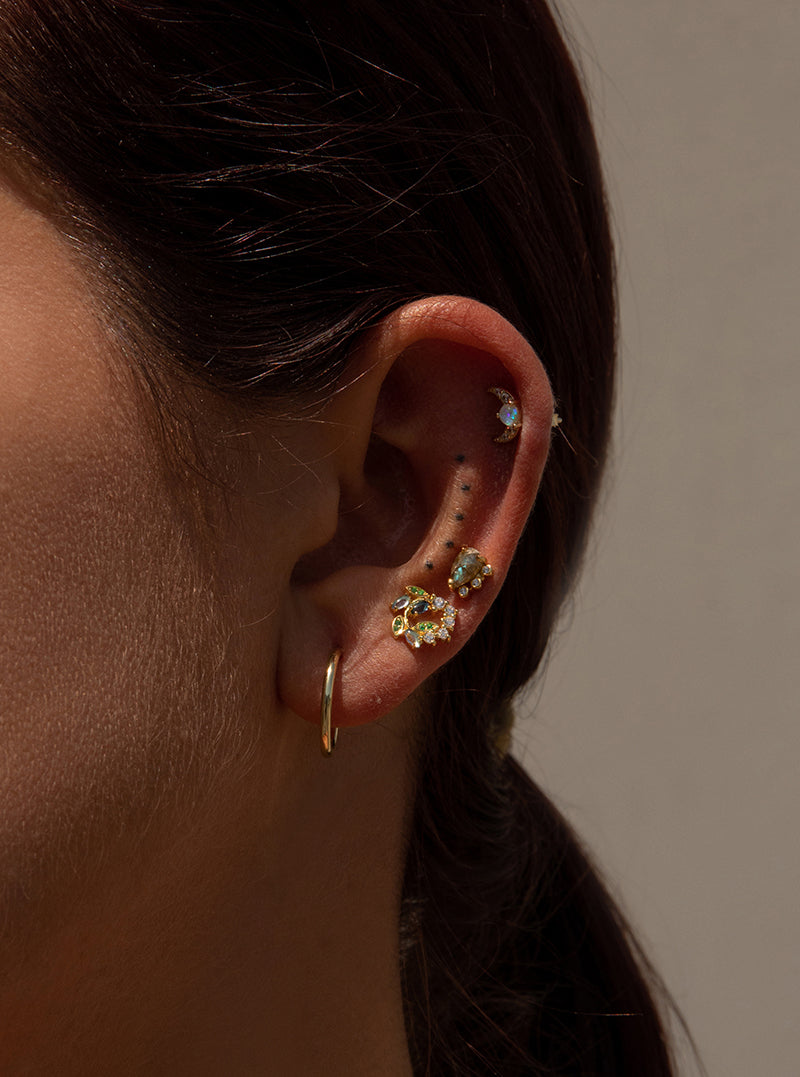 Piercing de plata diseño aro pequeño en dorado-LINEARGENT