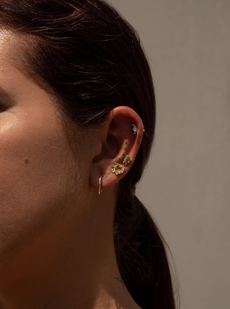 Piercing de plata diseño aro pequeño en dorado-LINEARGENT