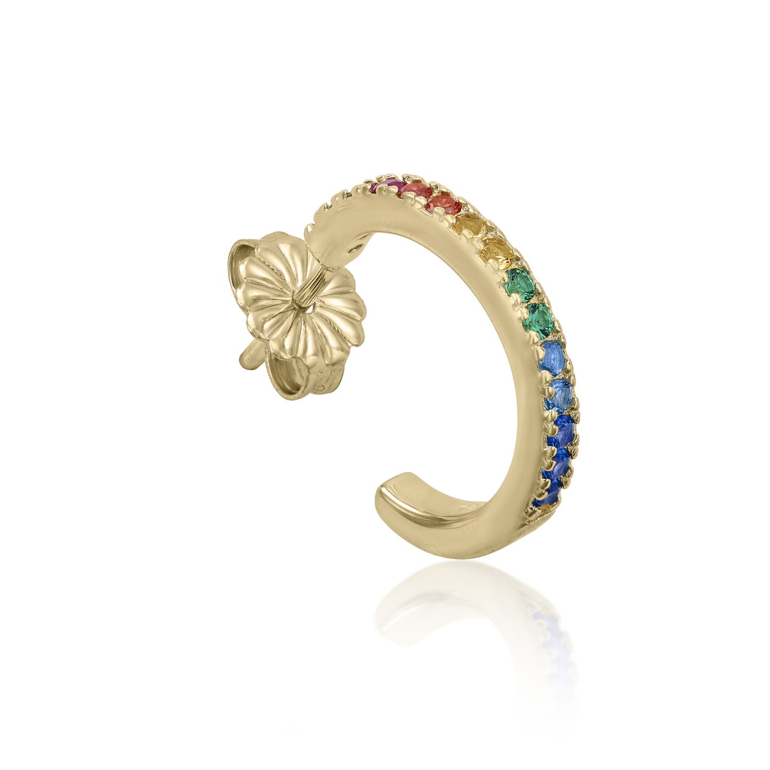 Piercing diseño aro de plata con piedras multicolor-LINEARGENT