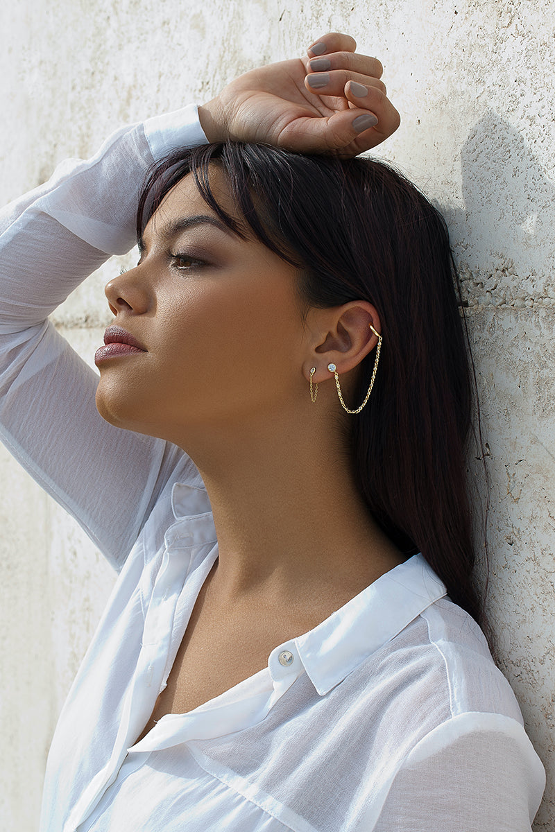 Silver piercings chained pack