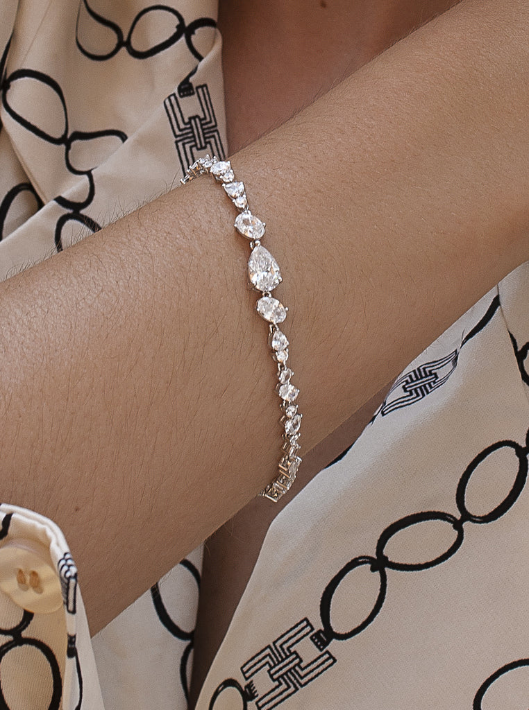 bracelet de argent avec zircons blanc en plusieurs LINEARGENT