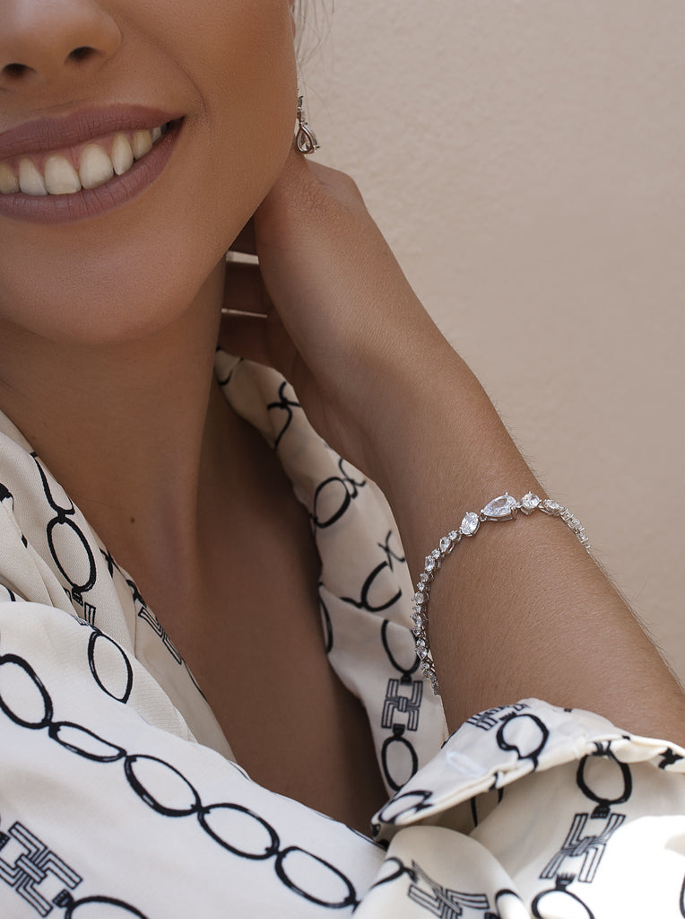 bracelet de argent avec zircons blanc en plusieurs LINEARGENT