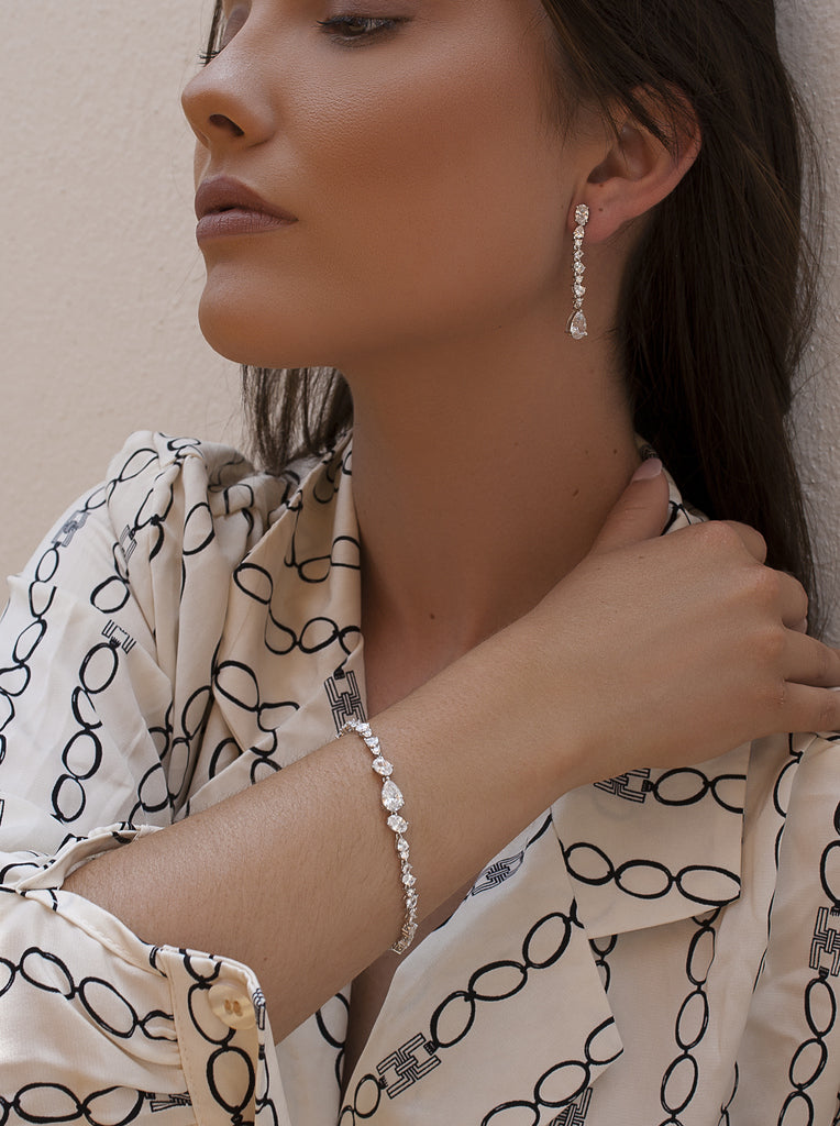 bracelet de argent avec zircons blanc en plusieurs LINEARGENT