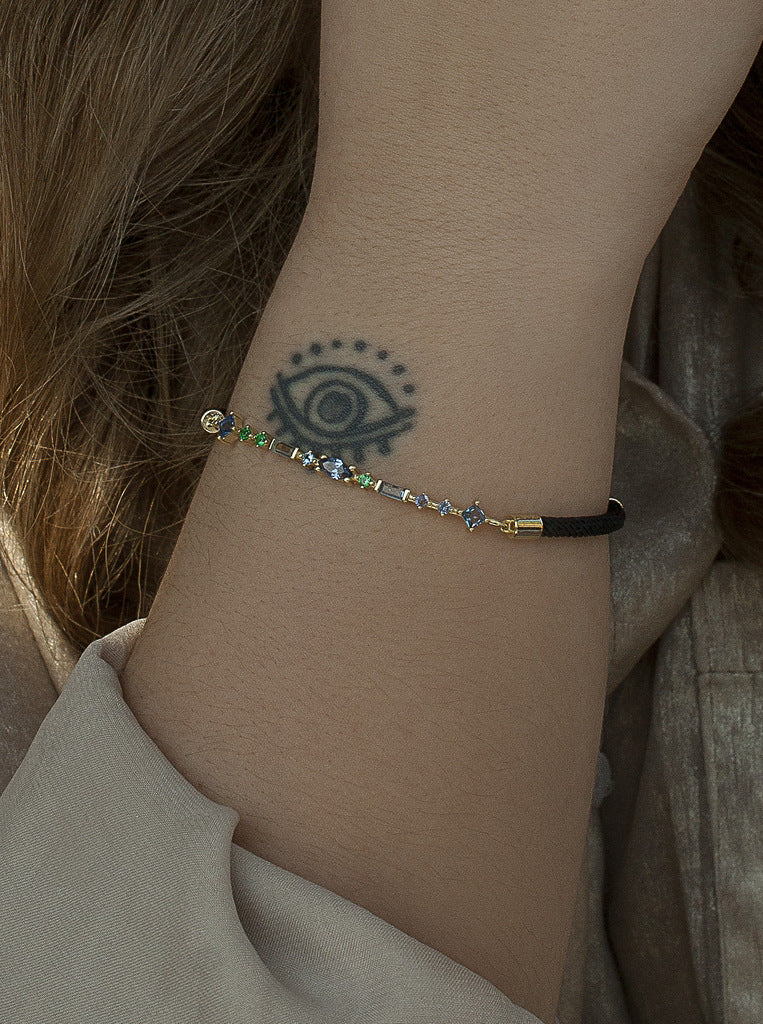 bracelet de argent avec pierres bleues et LINEARGENT