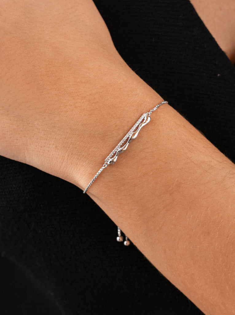 bracelet irregular  silver double with zirconias