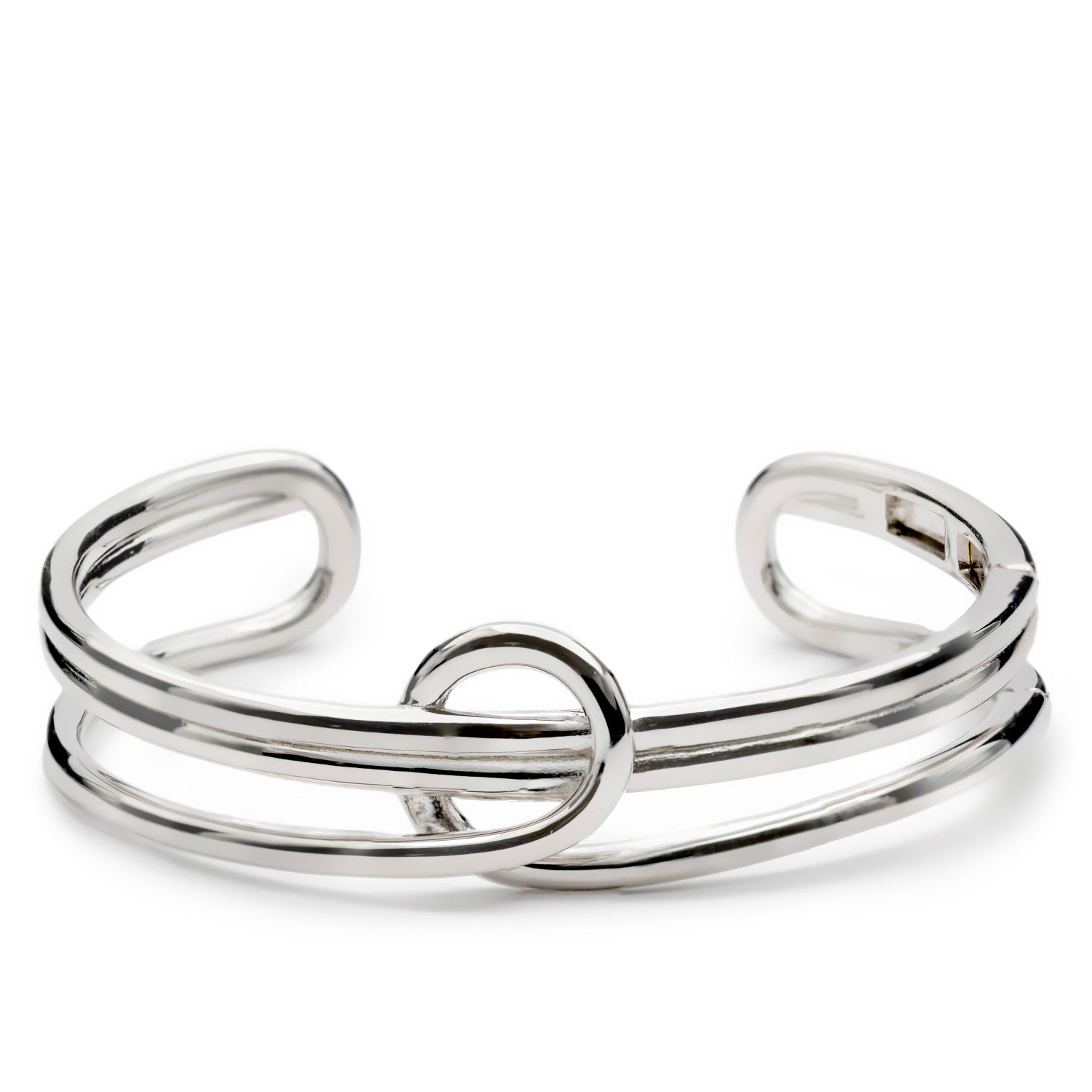 Pulsera esclava de plata lisa diseño entrelazado-LINEARGENT