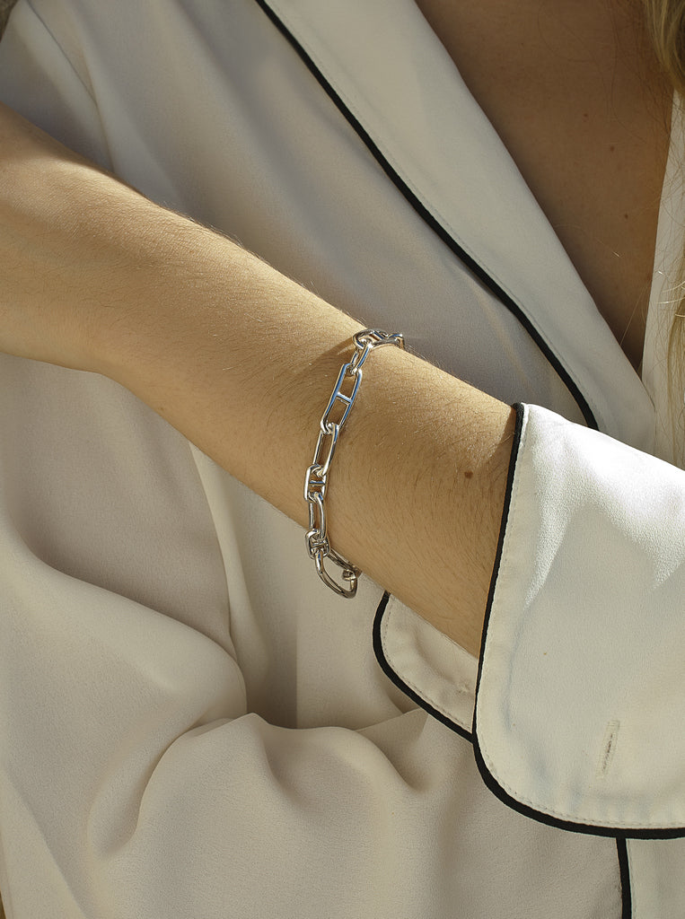 bracelet silver links with design unequal